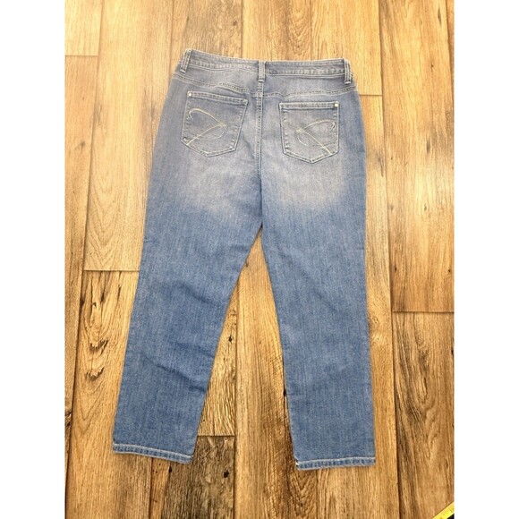 Chico's Platinum Jeans Women's 0.5 Short US-6 Blue Mid-Rise Slim Leg 30" Inseam - Picture 3 of 14